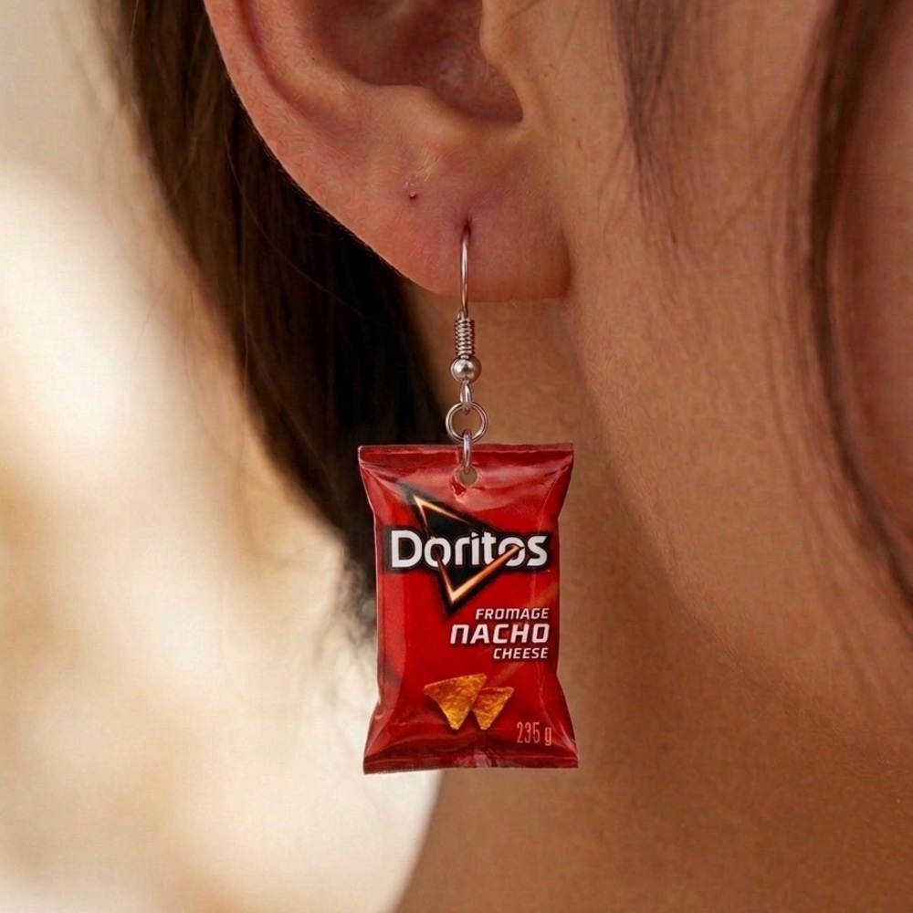 NWT Miniature Chip Bag Dangle Earrings - Handmade - Assorted Options